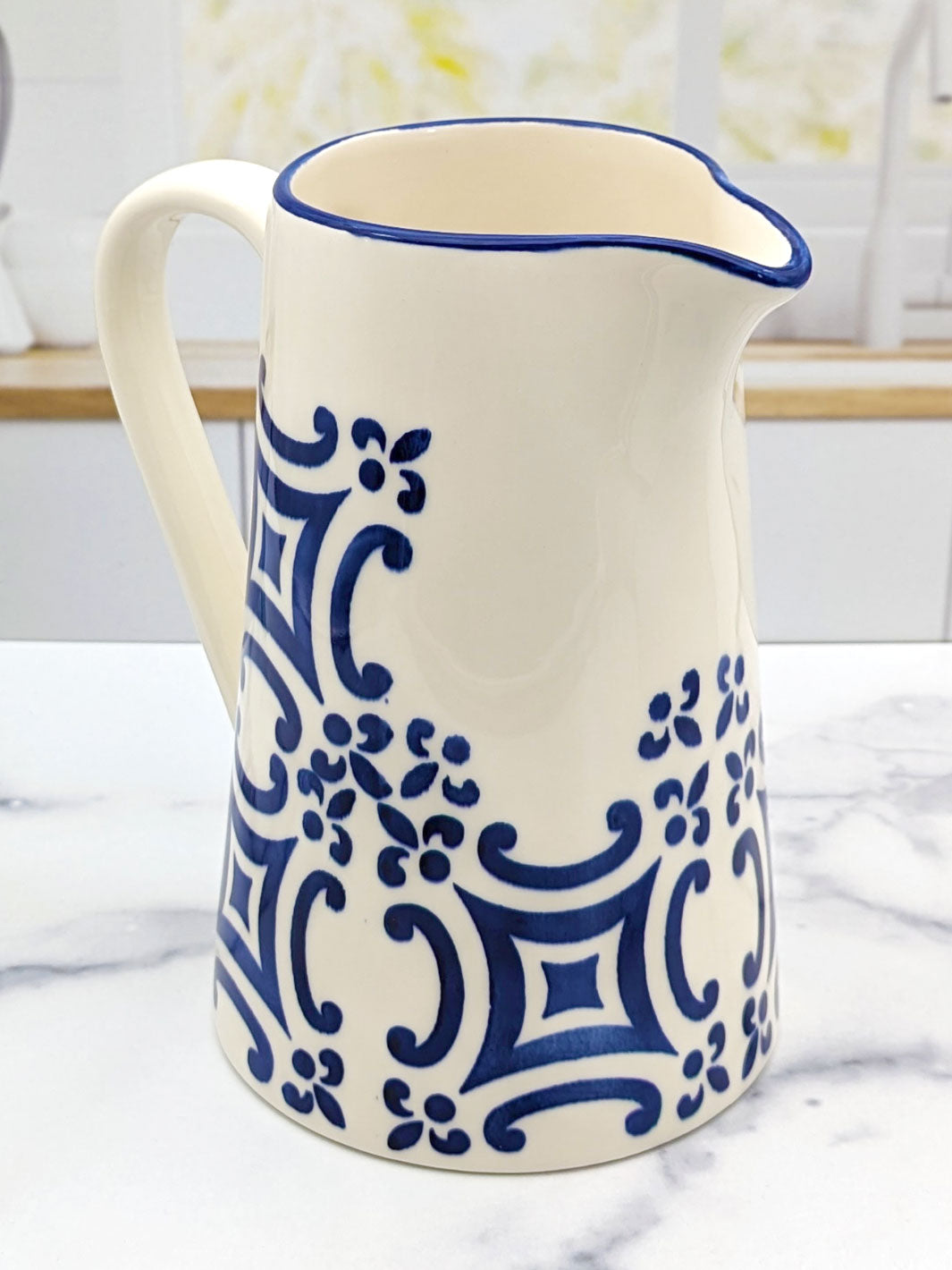 Portuguese Pottery Blue and White Ceramic Pitcher - Tradition