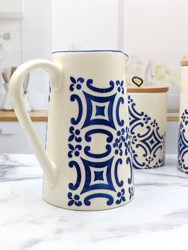 Portuguese Pottery Blue and White Ceramic Pitcher - Tradition