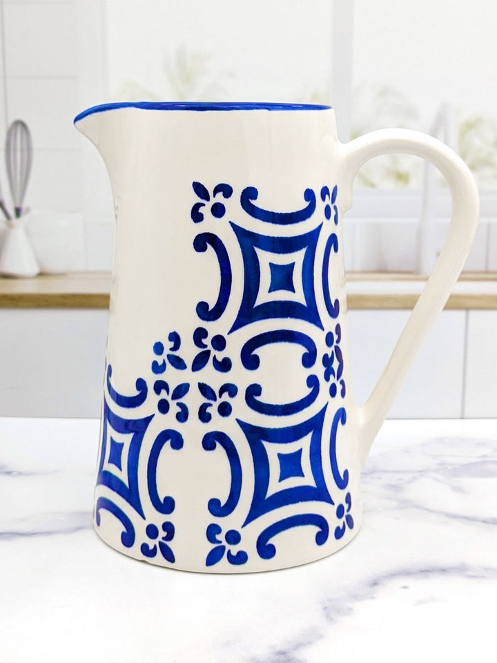 Portuguese Pottery Blue and White Ceramic Pitcher - Tradition