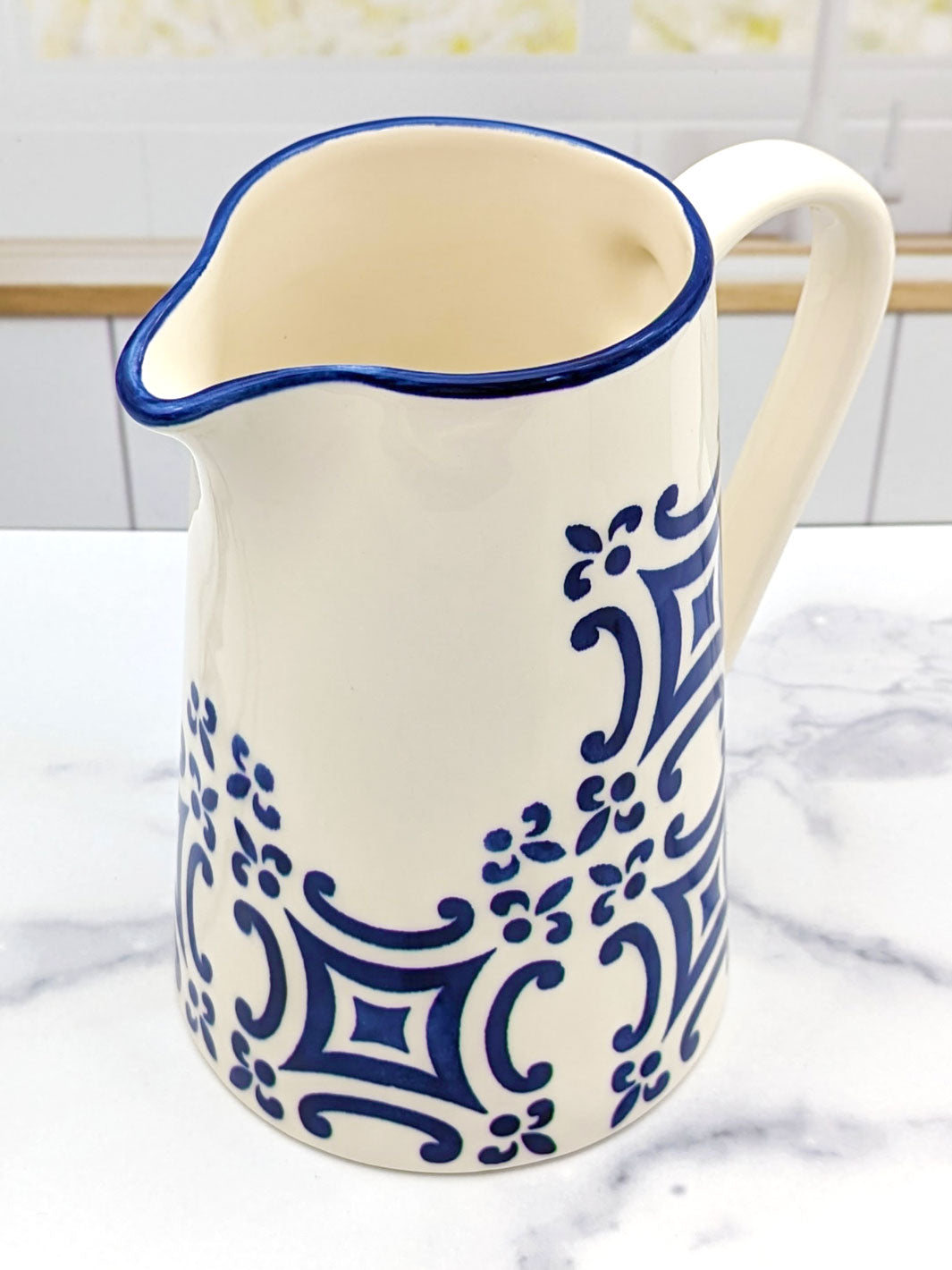 Portuguese Pottery Blue and White Ceramic Pitcher - Tradition