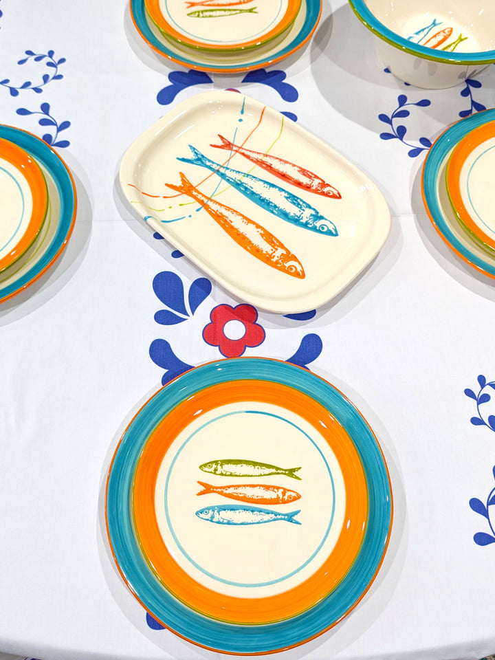 Portuguese Pottery Ceramic Dessert Plate - POP Sardines Orange