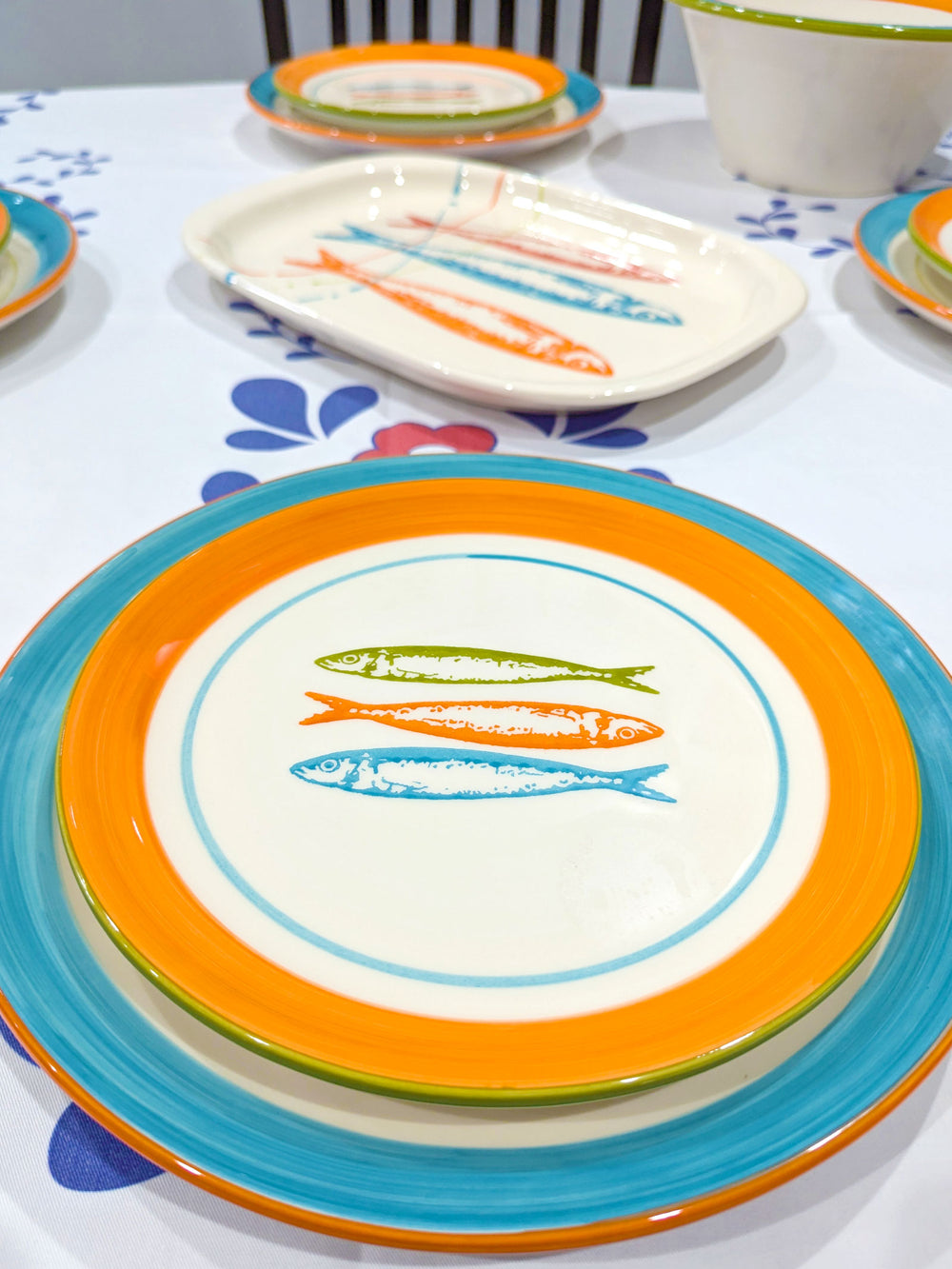 Portuguese Pottery Ceramic Dessert Plate - POP Sardines Orange