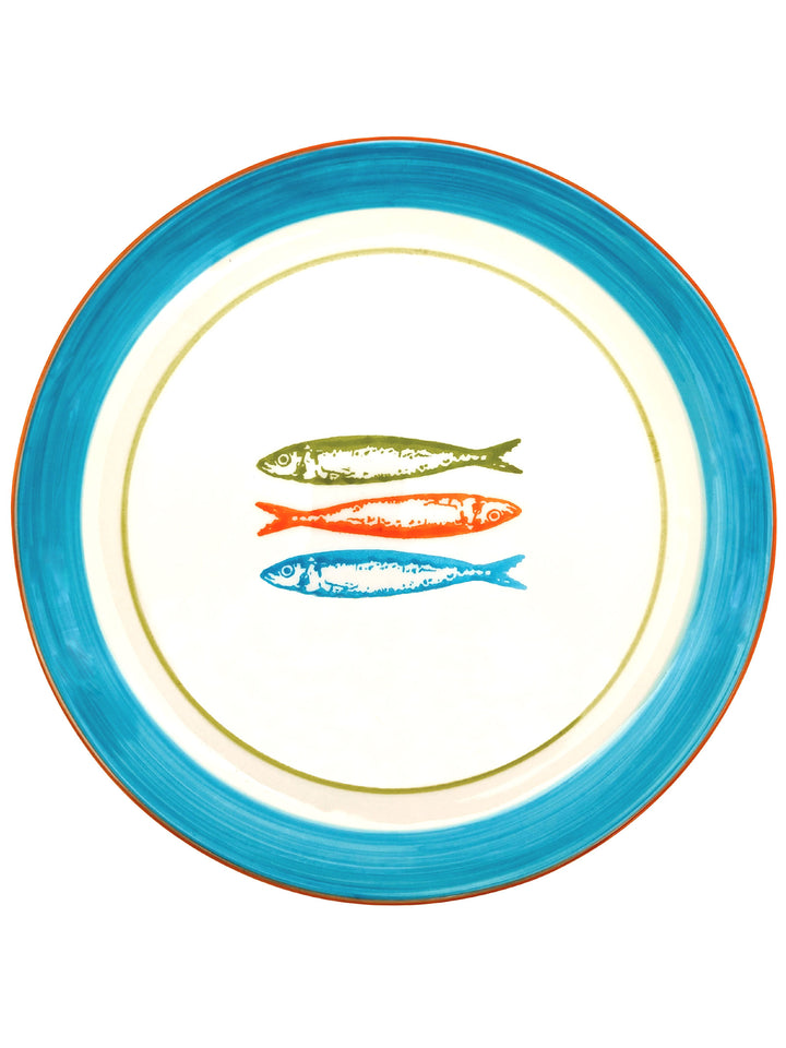 Portuguese Pottery Ceramic Dinner Plate - POP Sardines Blue