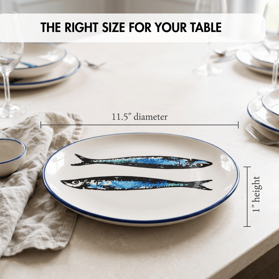 Portuguese Pottery Ceramic Dinner Plate - Sardines