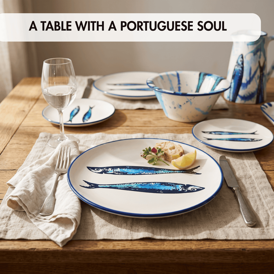 Portuguese Pottery Ceramic Dinner Plate - Sardines