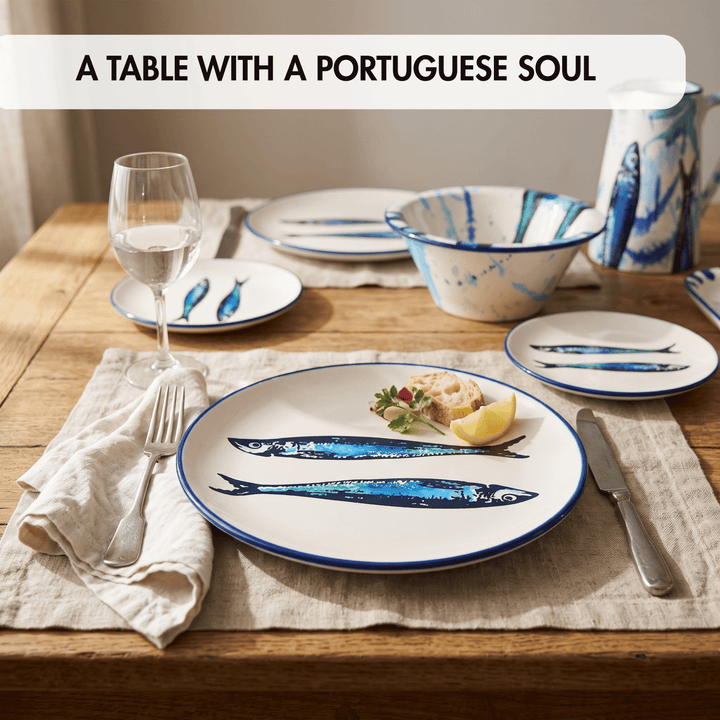 Portuguese Pottery Ceramic Dinner Plate - Sardines