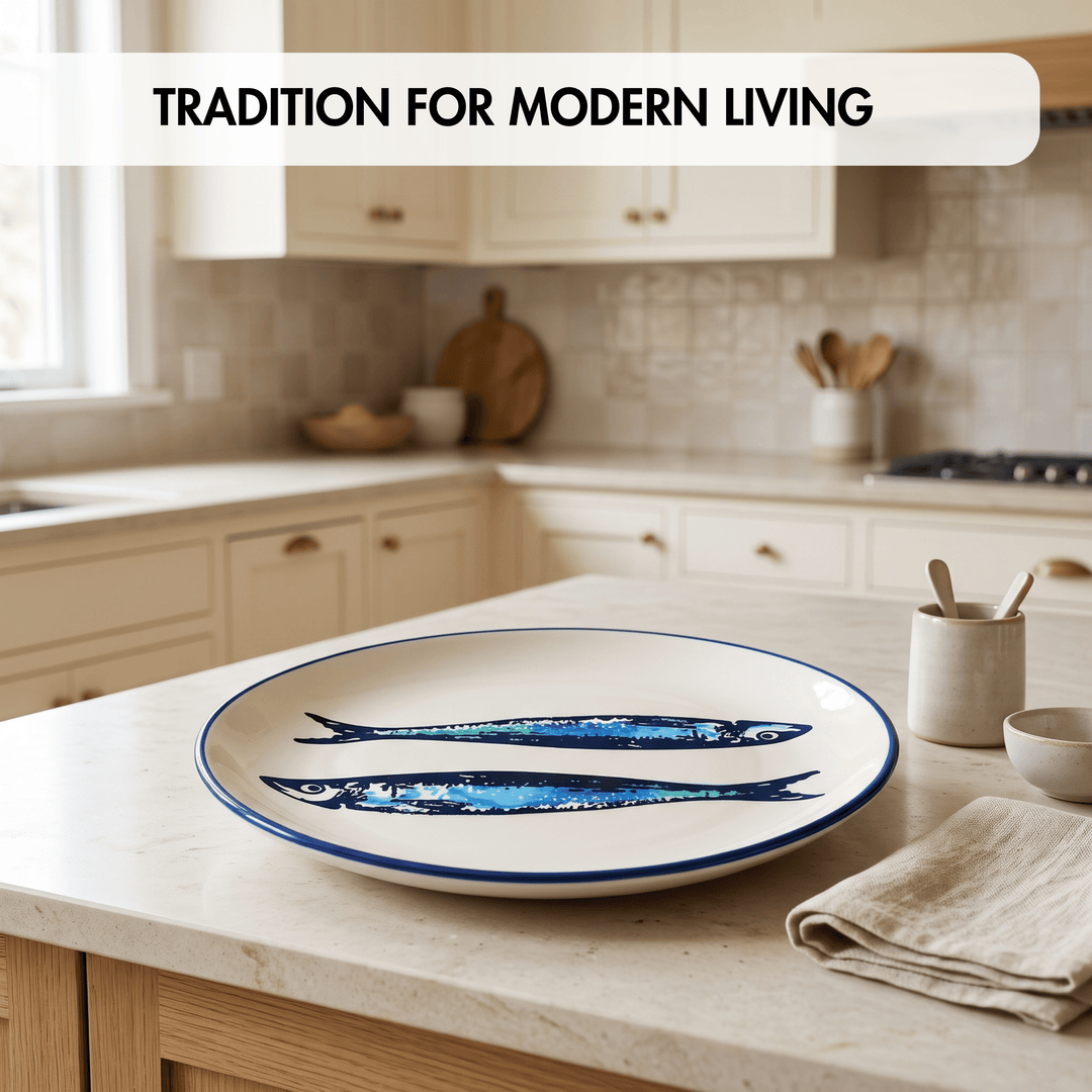 Portuguese Pottery Ceramic Dinner Plate - Sardines