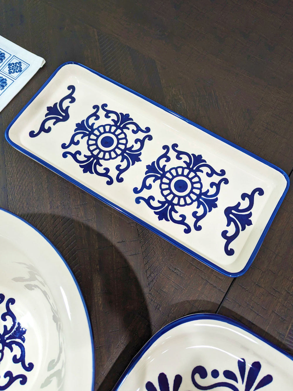 Portuguese Pottery Ceramic Large Rectangular Serving Platter - Tradition
