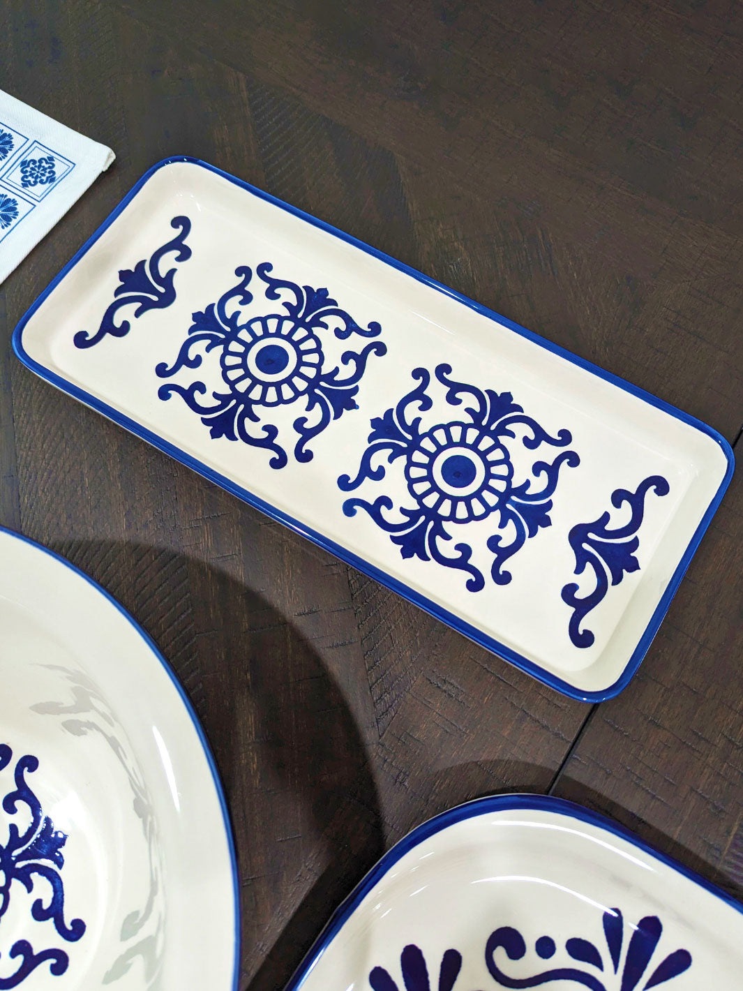 Portuguese Pottery Ceramic Large Rectangular Serving Platter - Tradition