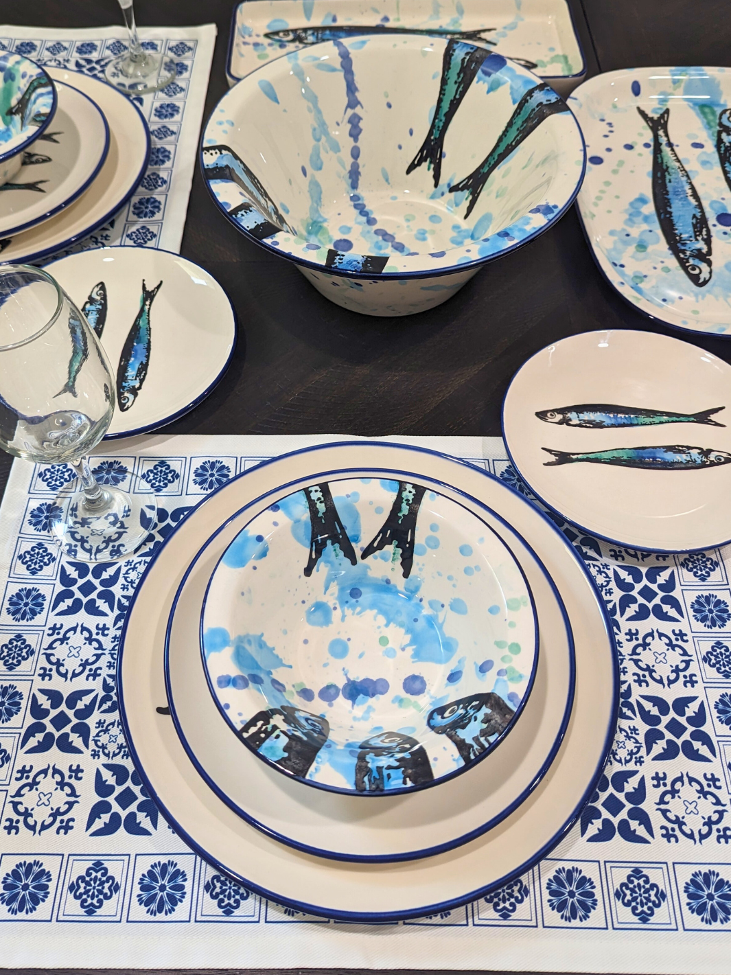 Portuguese Pottery Ceramic Salad Plate - Sardines