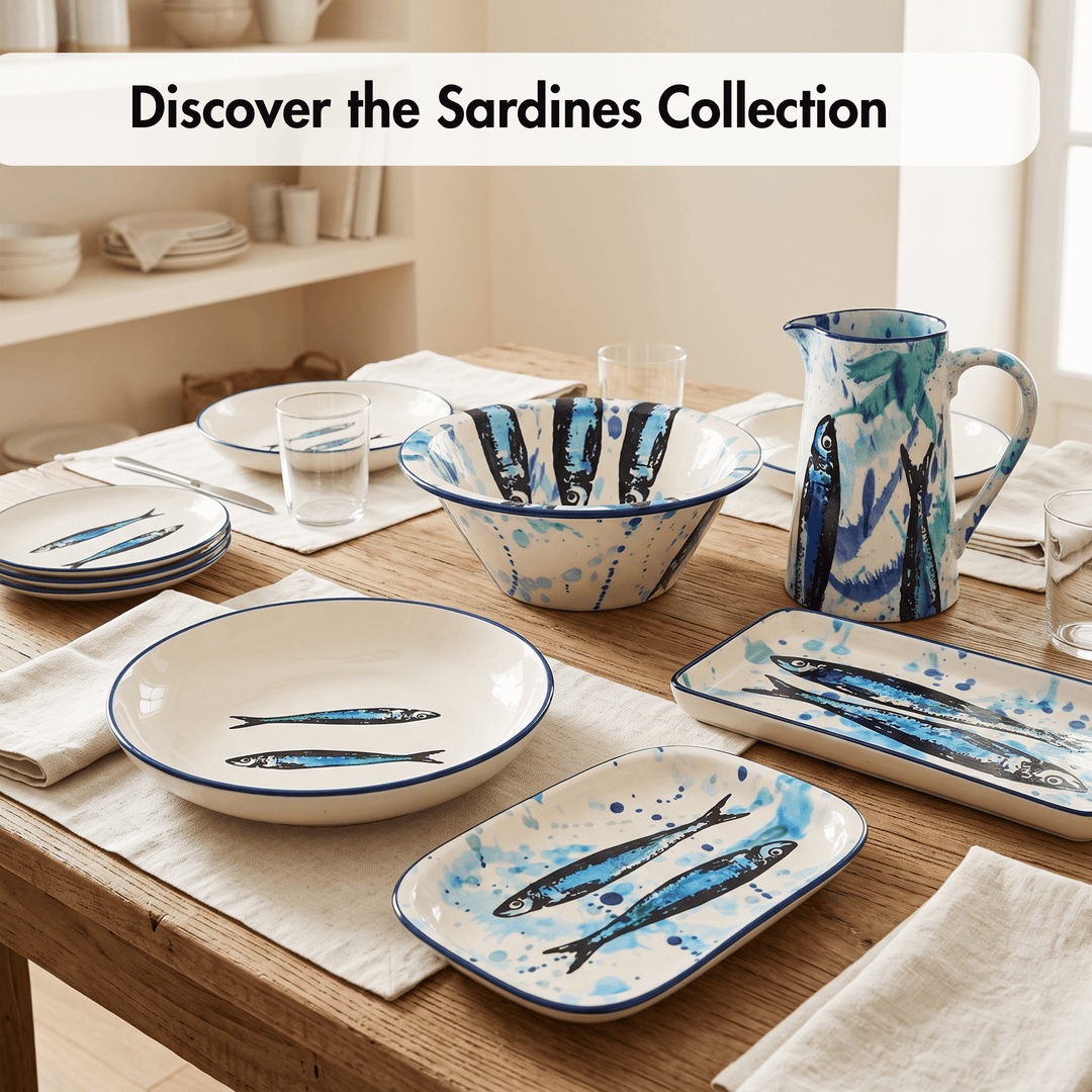 Portuguese Pottery Ceramic Soup/Pasta Plate - Sardines