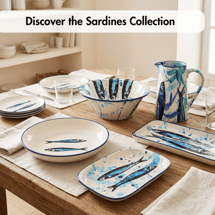 Portuguese Pottery Ceramic Soup/Pasta Plate - Sardines