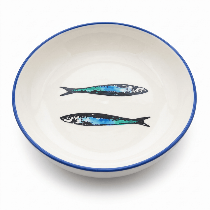 Portuguese Pottery Ceramic Soup/Pasta Plate - Sardines