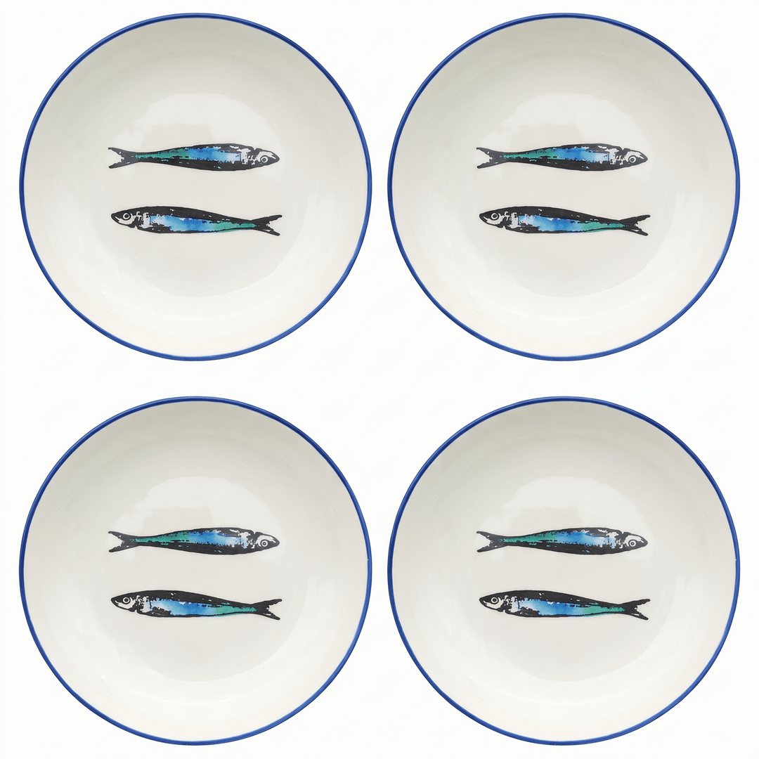 Portuguese Pottery Ceramic Soup/Pasta Plate - Sardines