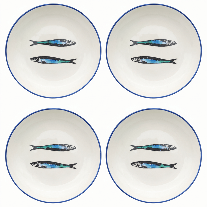 Portuguese Pottery Ceramic Soup/Pasta Plate - Sardines