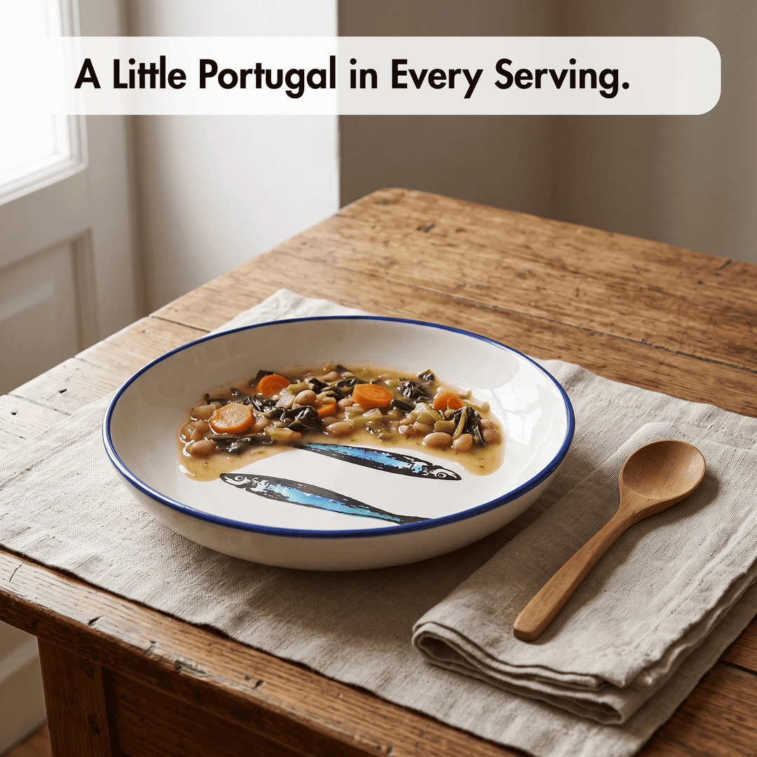 Portuguese Pottery Ceramic Soup/Pasta Plate - Sardines