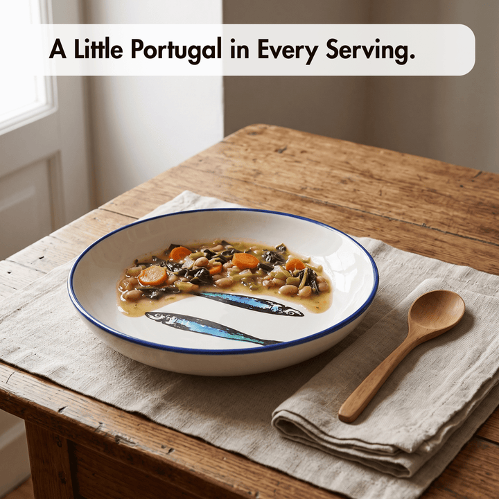 Portuguese Pottery Ceramic Soup/Pasta Plate - Sardines