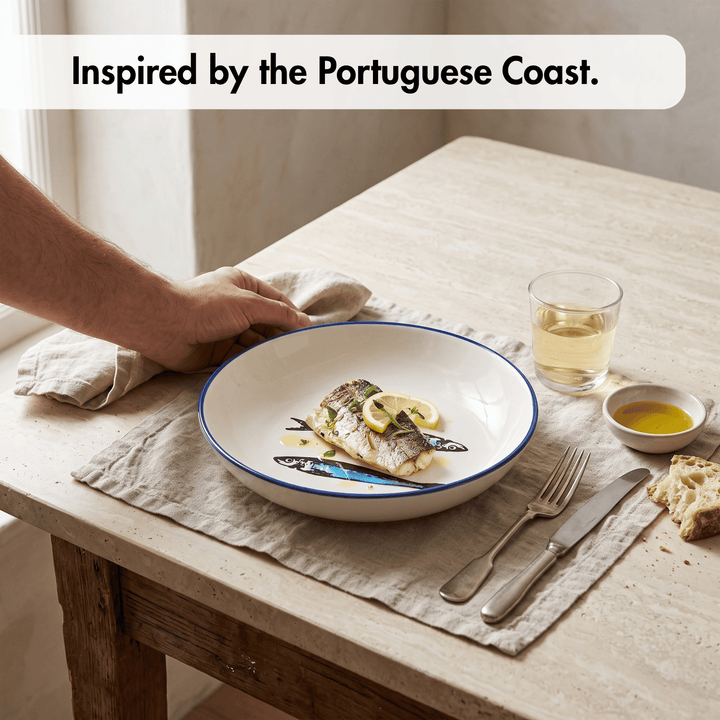 Portuguese Pottery Ceramic Soup/Pasta Plate - Sardines