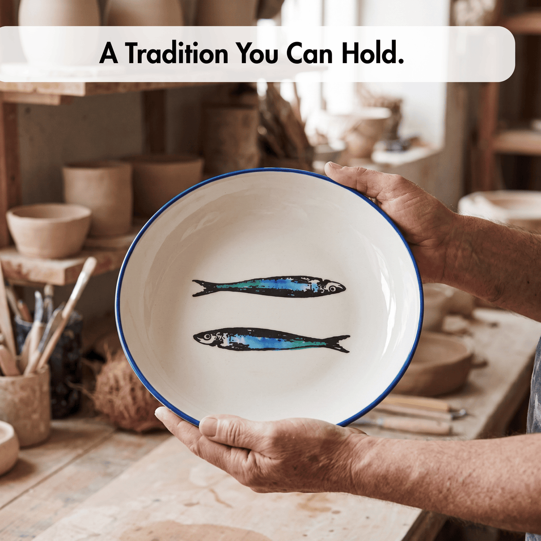 Portuguese Pottery Ceramic Soup/Pasta Plate - Sardines