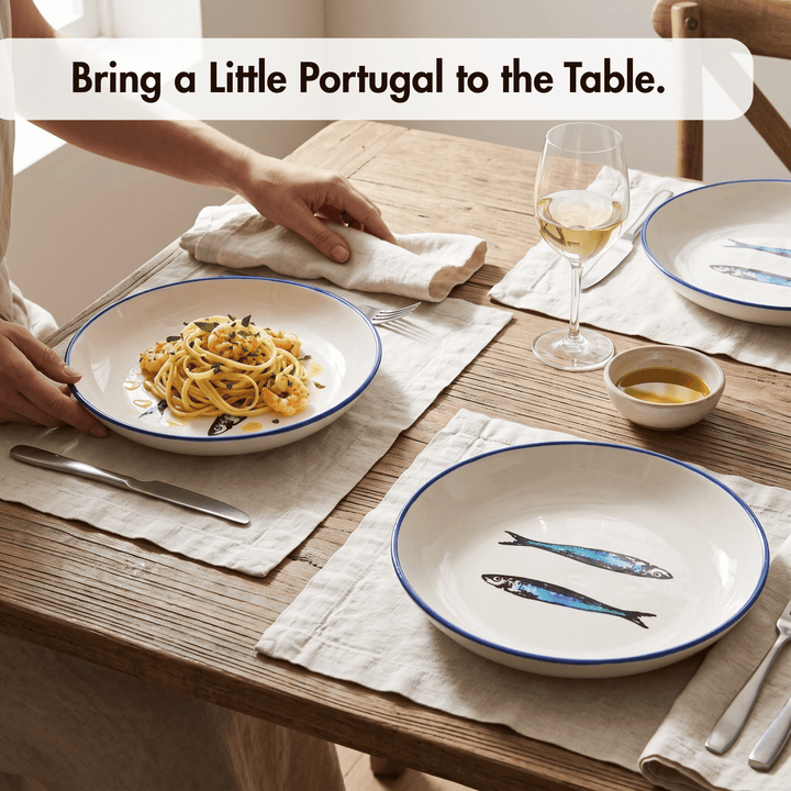 Portuguese Pottery Ceramic Soup/Pasta Plate - Sardines