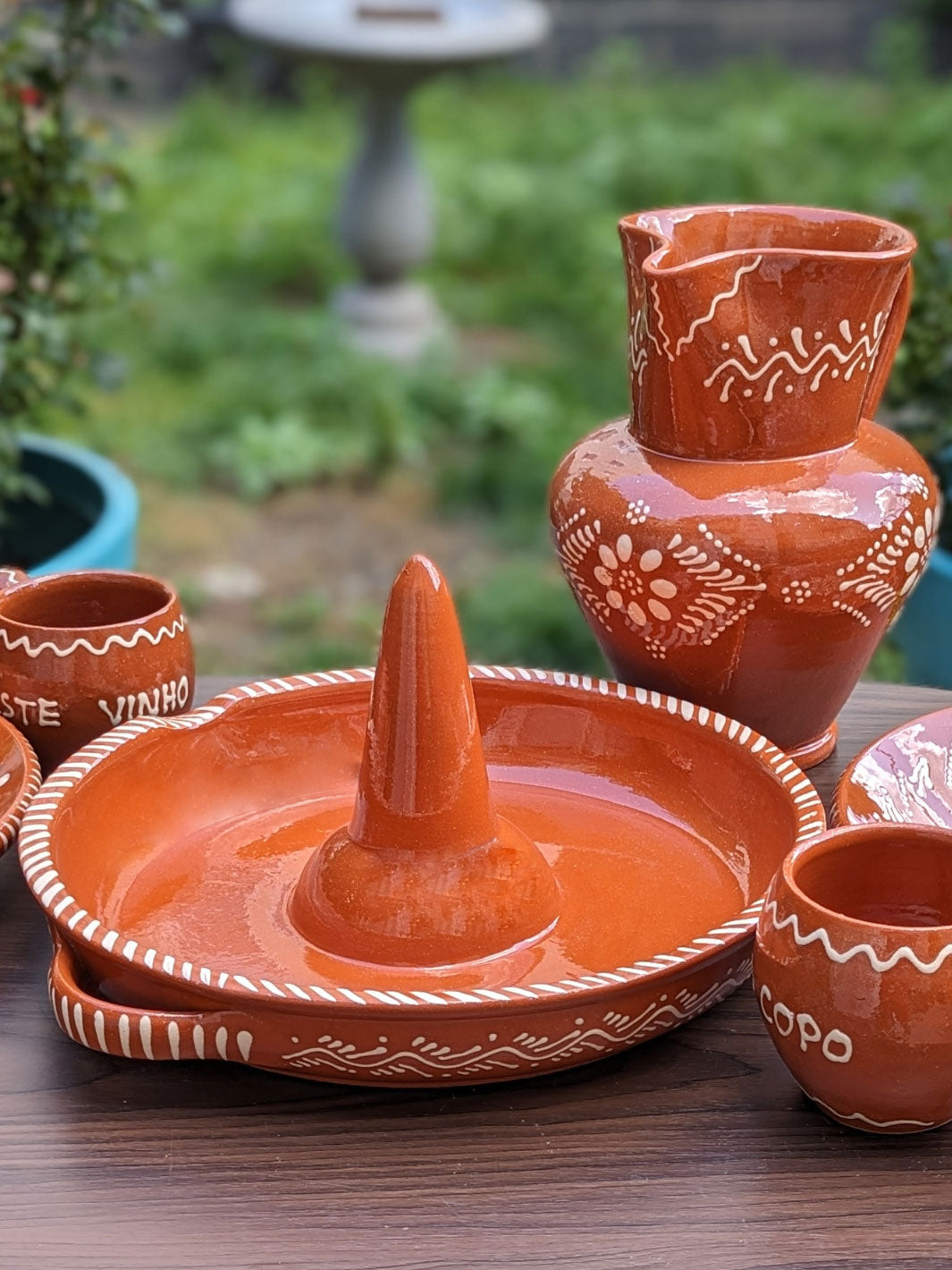 Portuguese Pottery Glazed Terracotta Clay Chicken Roaster