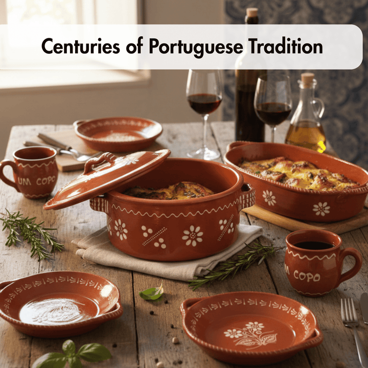 Portuguese Pottery Glazed Terracotta Clay Skillet Dinner Plate - Set of 4