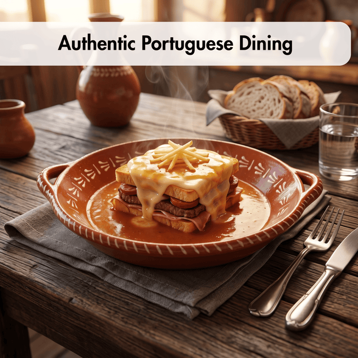 Portuguese Pottery Glazed Terracotta Clay Skillet Dinner Plate - Set of 4