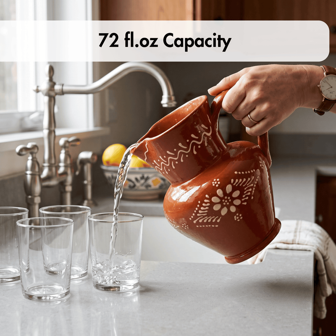 Portuguese Pottery Terracotta Glazed Clay Pitcher