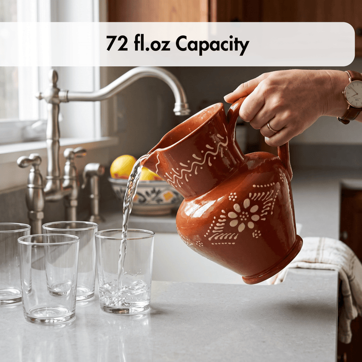 Portuguese Pottery Terracotta Glazed Clay Pitcher