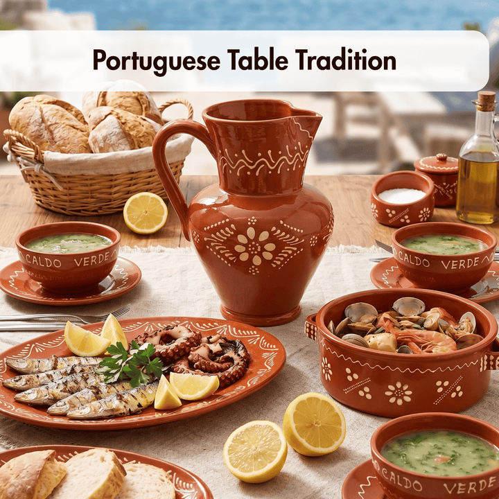 Portuguese Pottery Terracotta Glazed Clay Pitcher