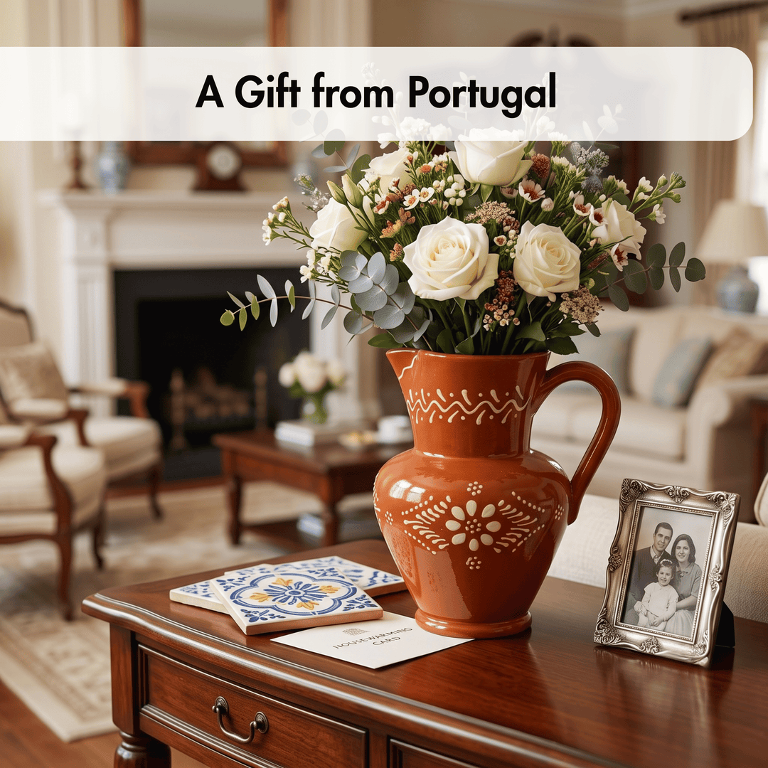 Portuguese Pottery Terracotta Glazed Clay Pitcher
