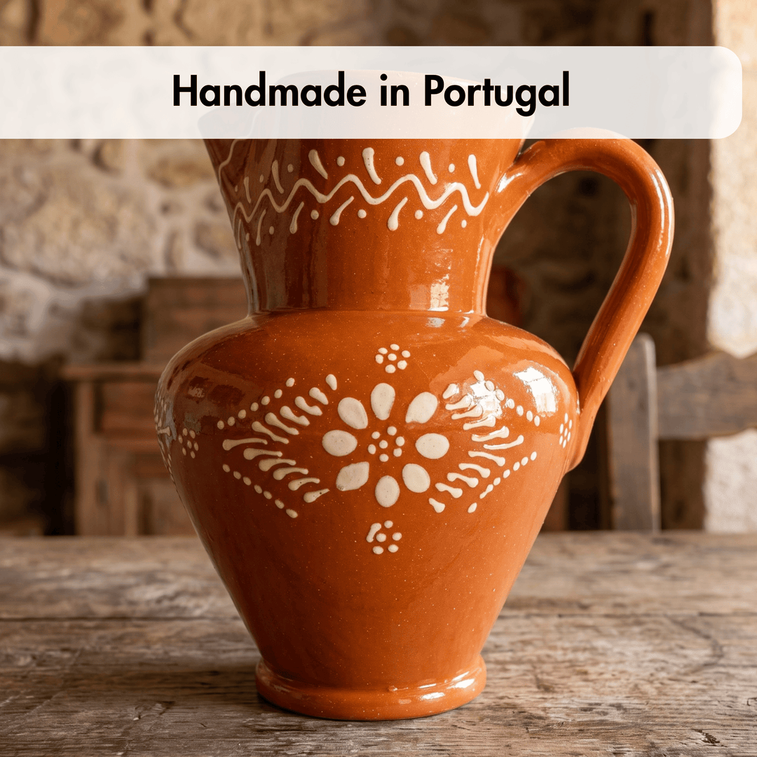 Portuguese Pottery Terracotta Glazed Clay Pitcher