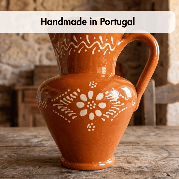 Portuguese Pottery Terracotta Glazed Clay Pitcher