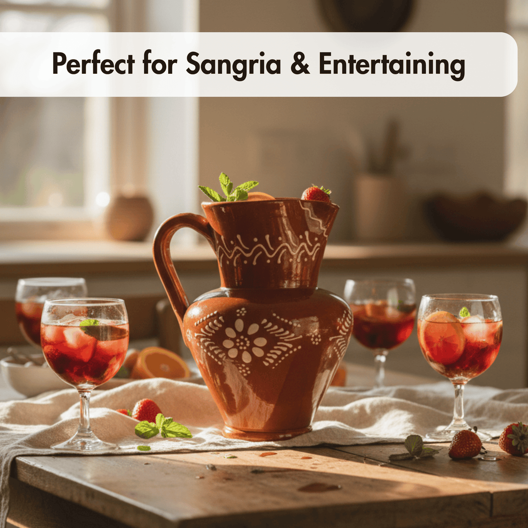 Portuguese Pottery Terracotta Glazed Clay Pitcher