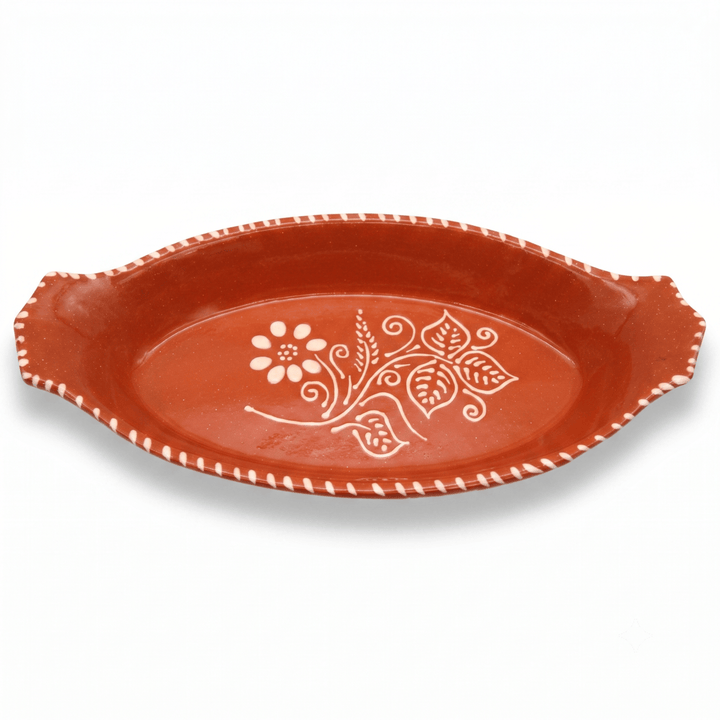 Portuguese Pottery Terracotta Glazed Clay Serving Platter