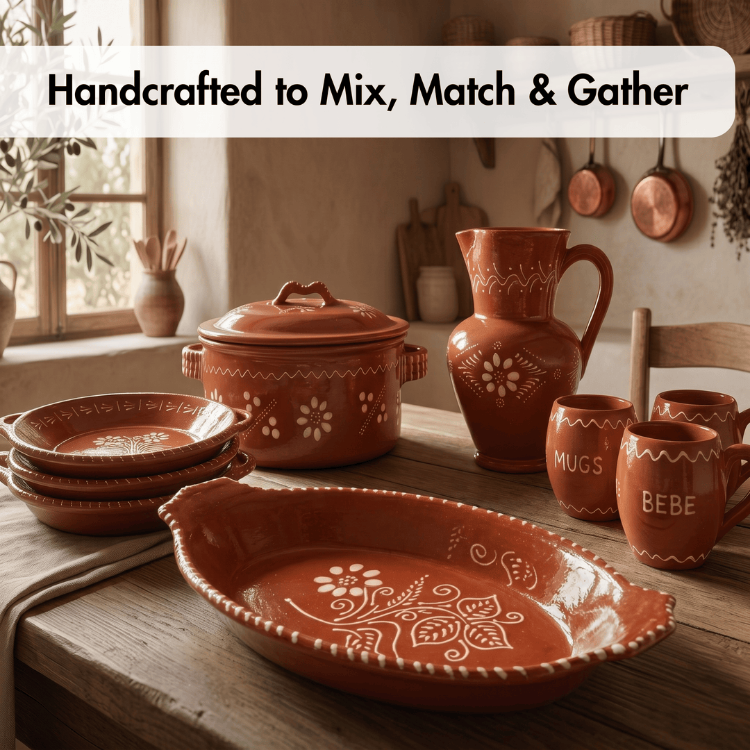 Portuguese Pottery Terracotta Glazed Clay Serving Platter