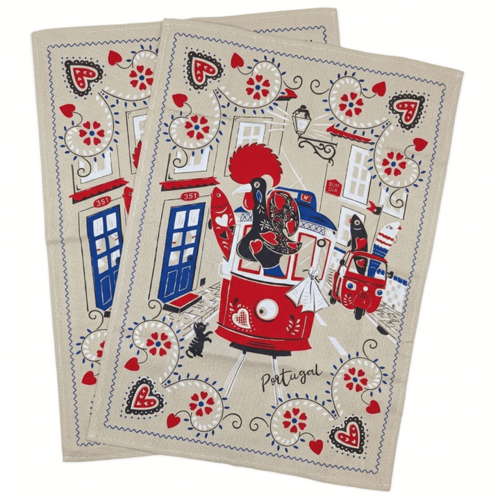 Portuguese Rooster Dish Towels Set of 2
