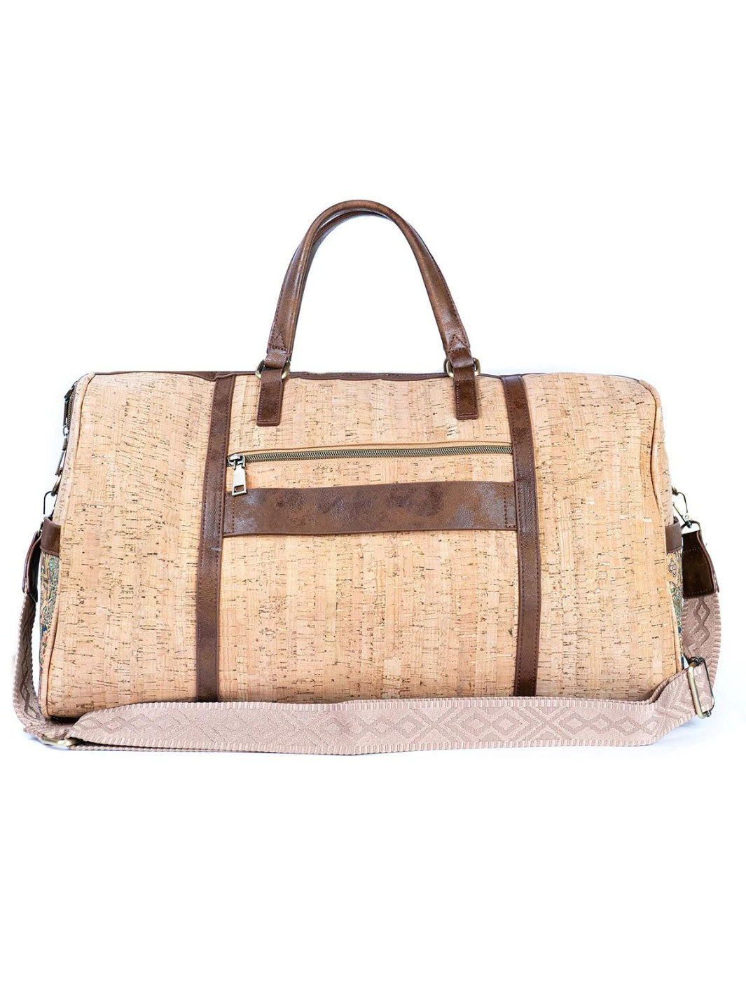 Portuguese Tile Pattern Cork Duffel Bag for Men and Women