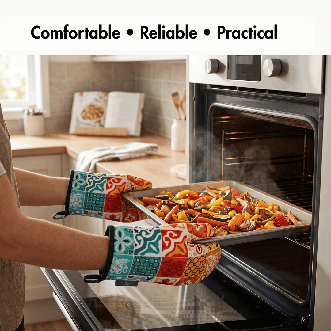 Portuguese Tiles POP Pattern Multicolored Oven Mitt