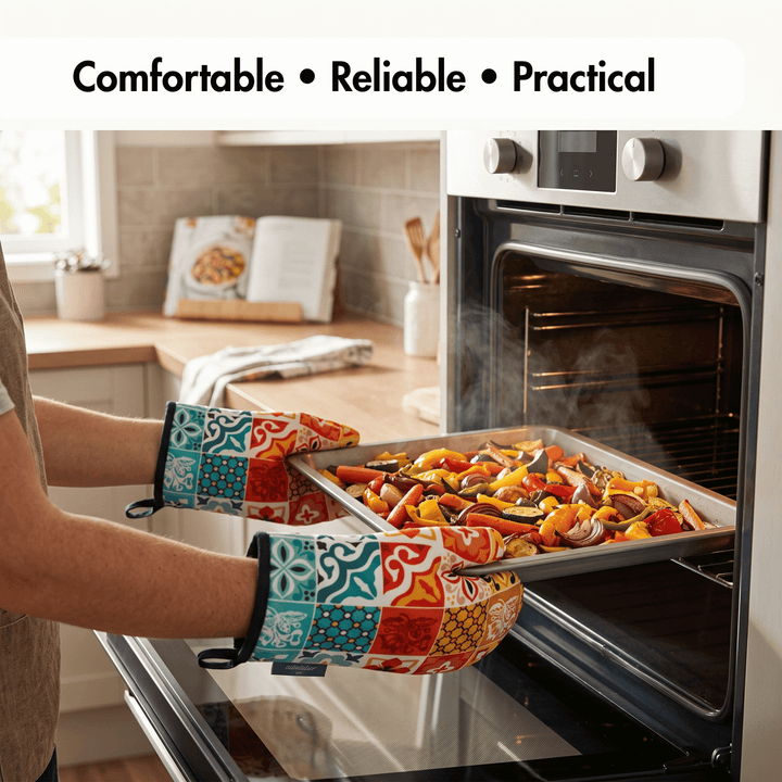 Portuguese Tiles POP Pattern Multicolored Oven Mitt