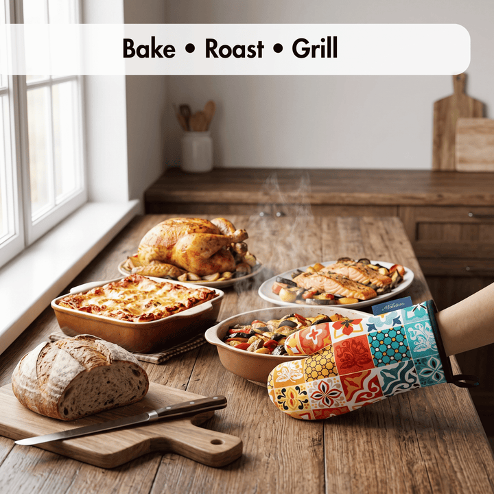 Portuguese Tiles POP Pattern Multicolored Oven Mitt