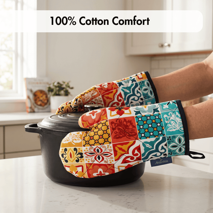 Portuguese Tiles POP Pattern Multicolored Oven Mitt