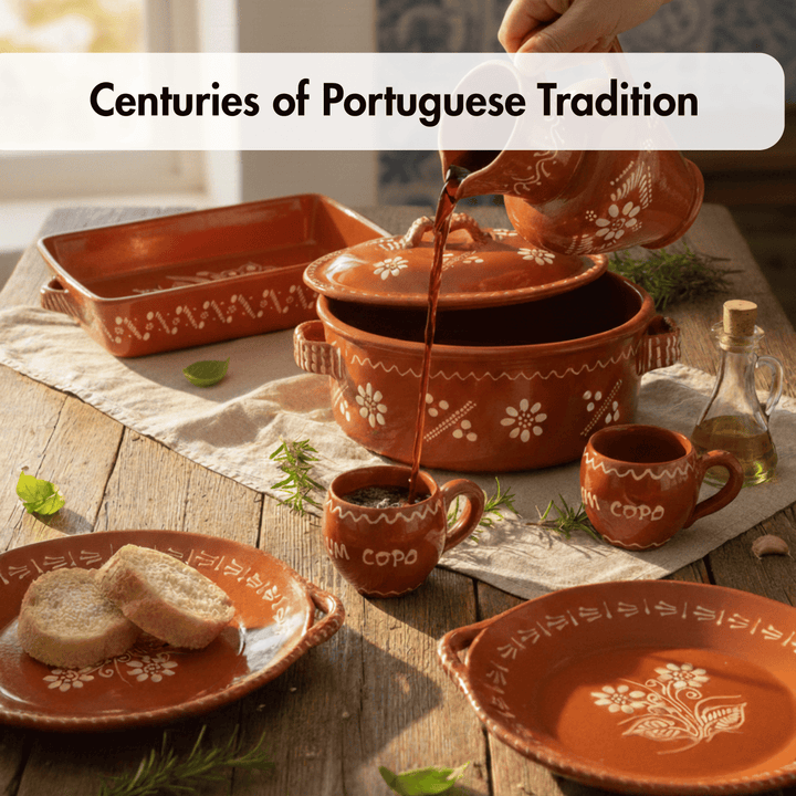 Portuguese Pottery Terracotta Glazed Clay Cooking Pot With Lid