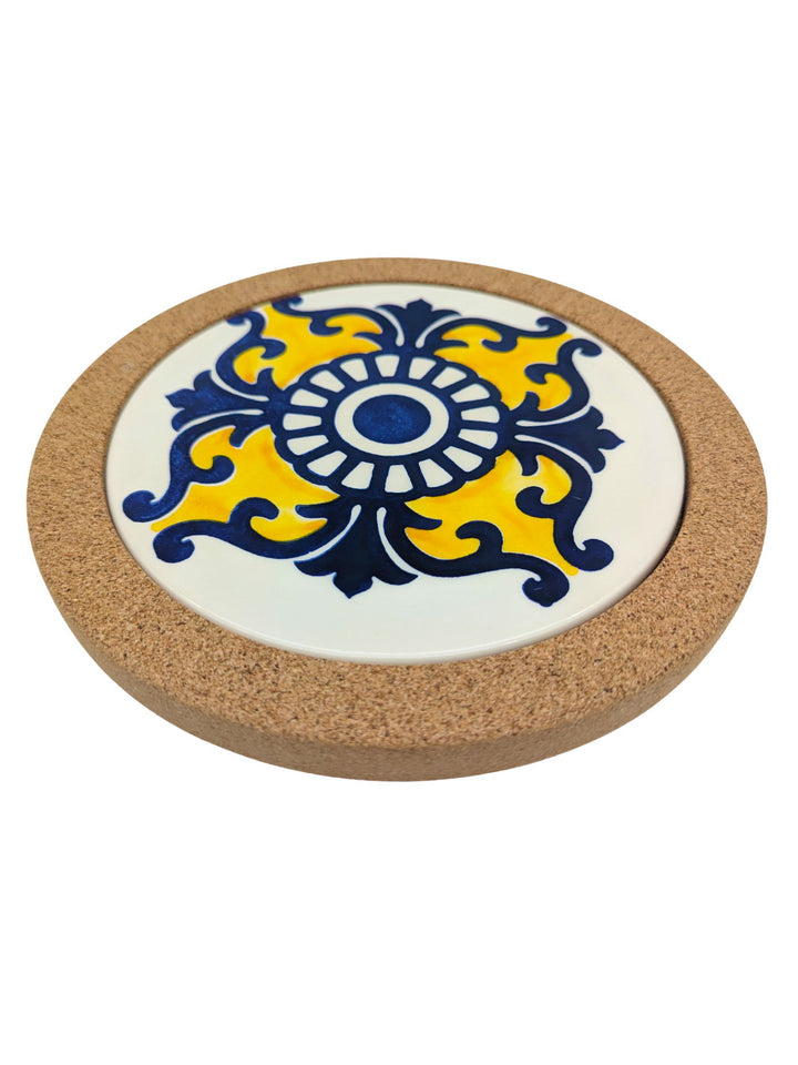 Portuguese Tiles Round Trivet with Cork Base - Tradition