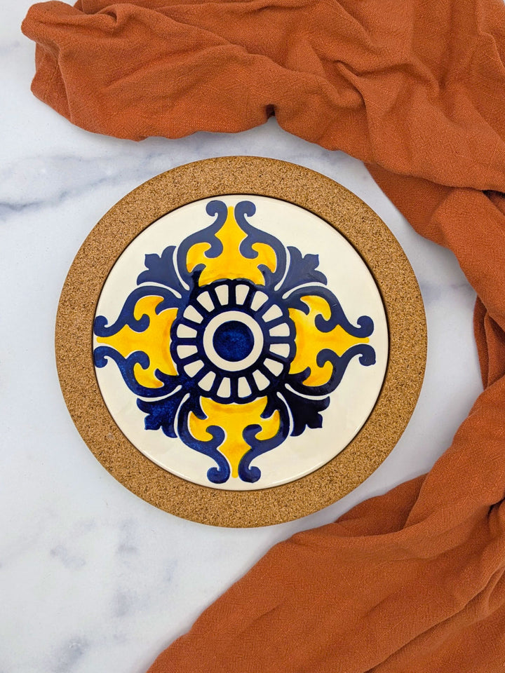 Portuguese Tiles Round Trivet with Cork Base - Tradition