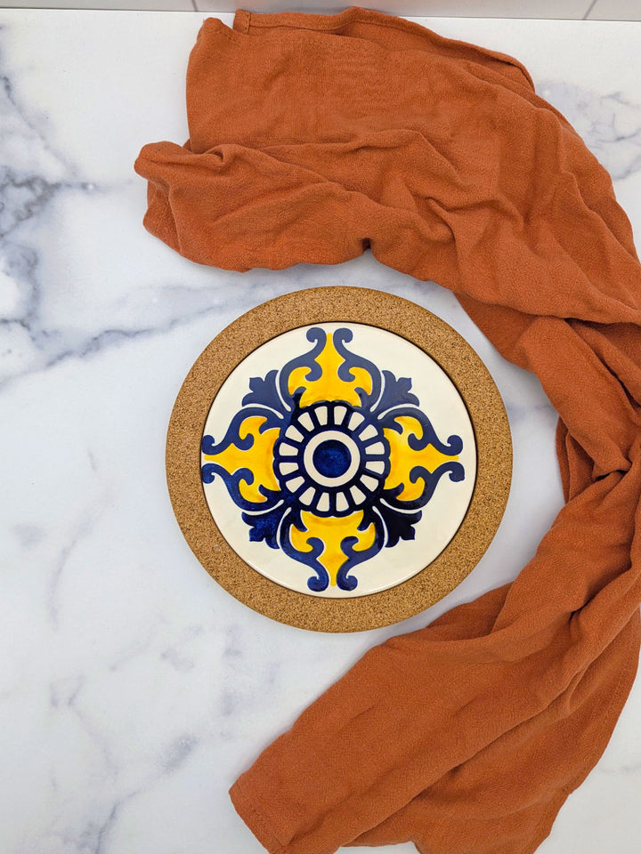 Portuguese Tiles Round Trivet with Cork Base - Tradition