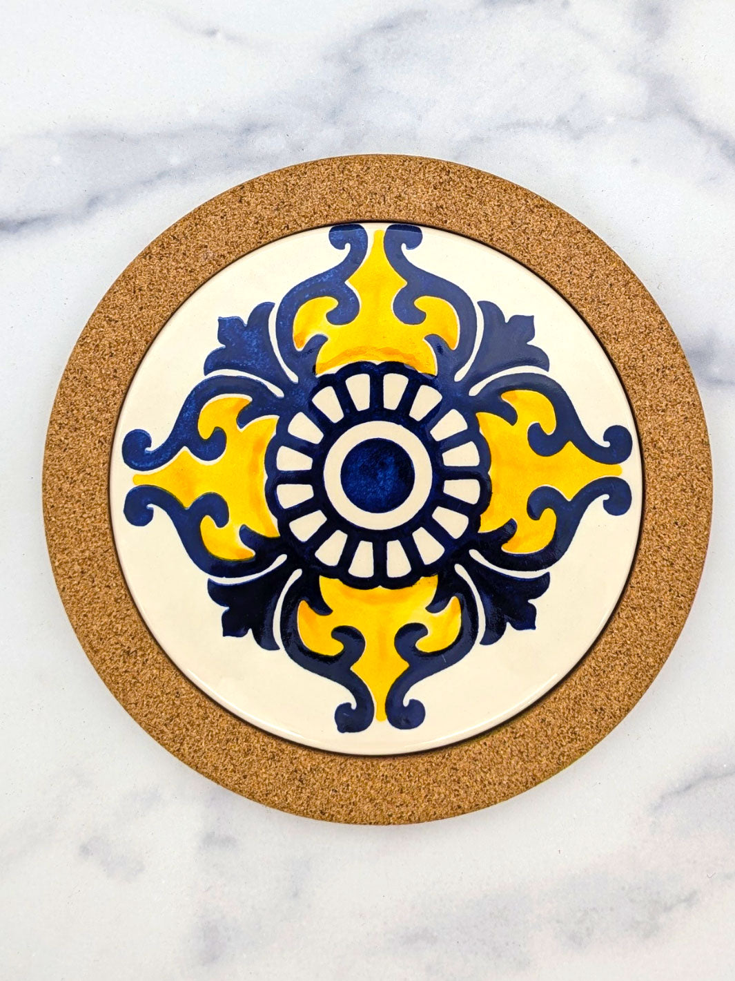 Portuguese Tiles Round Trivet with Cork Base - Tradition