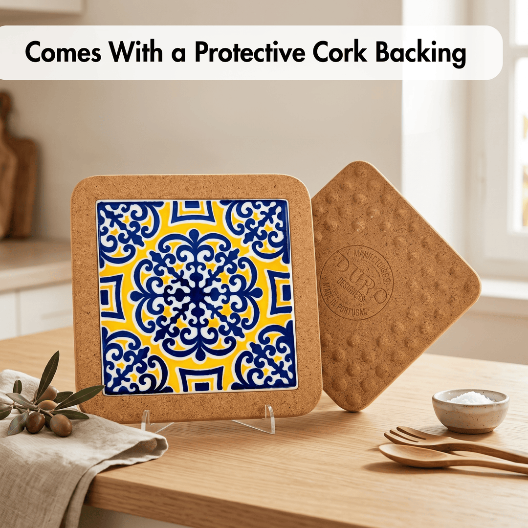 Portuguese Tiles Trivet with Cork Base