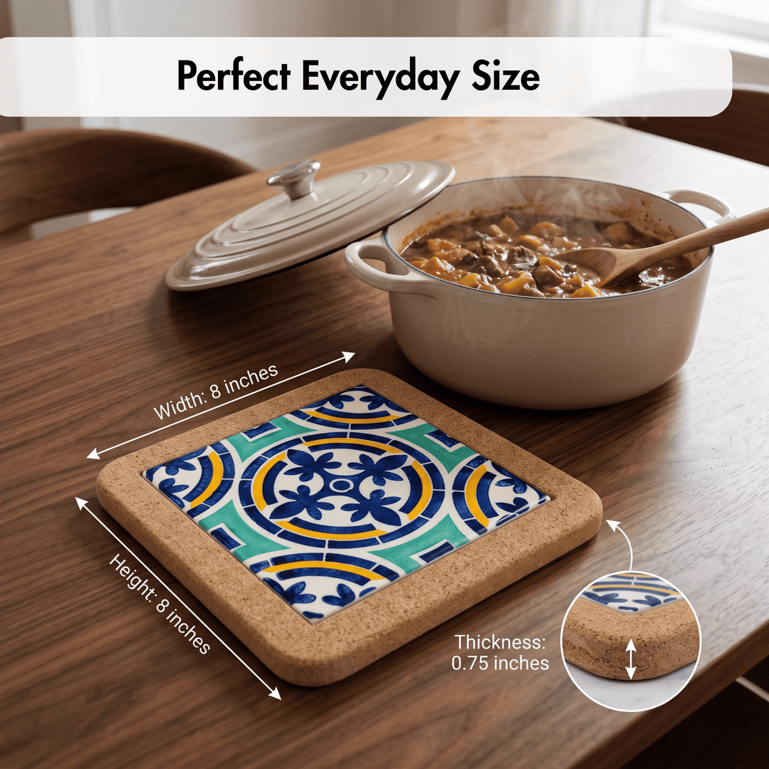 Portuguese Tiles Trivet with Cork Base