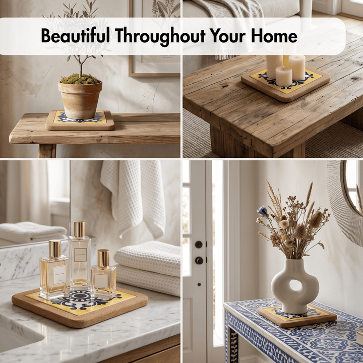 Portuguese Tiles Trivet with Cork Base